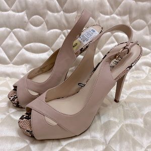 Guess Los Angeles Heels Strappy Pumps Animal Print Womens 9M Open Toe Stilettos